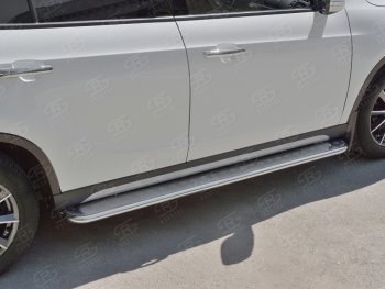 24 649 р. Порожки для ног (Ø42 мм) SLITKOFF  Brilliance V5 (2012-2018) (лист - алюминий, профиль - нержавейка)  с доставкой в г. Керчь. Увеличить фотографию 2