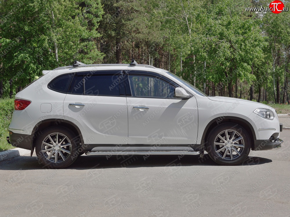 22 999 р. Порожки для ног (Ø42 мм) SLITKOFF  Brilliance V5 (2012-2018) (лист - алюминий, профиль - сталь)  с доставкой в г. Керчь