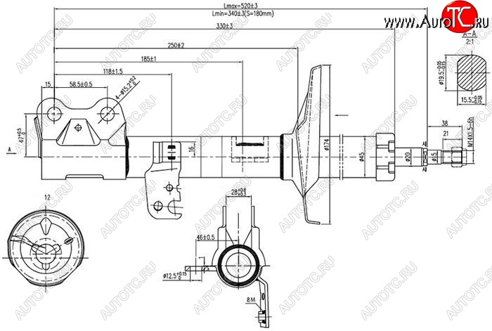 3 699 р. Правый амортизатор передний SAT Toyota WILL (2001-2025)  с доставкой в г. Керчь
