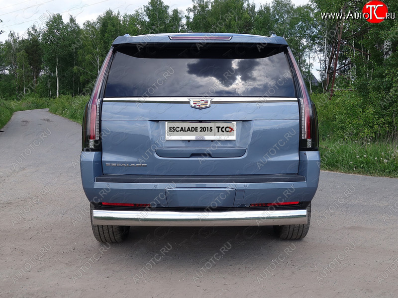29 299 р. Защита заднего бампера (овальная) ТСС (нержавейка d 120х60 мм)  Cadillac Escalade  GMTK2 джип 5 дв. (2015-2020) короткая база  с доставкой в г. Керчь