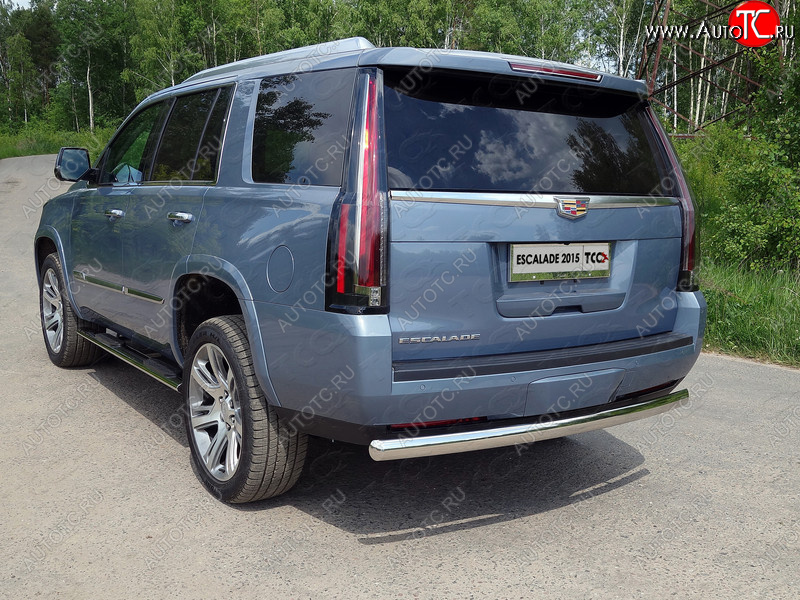 25 499 р. Защита заднего бампера (овальная) ТСС (нержавейка d75х42 мм)  Cadillac Escalade  GMTK2 джип 5 дв. (2015-2020) короткая база  с доставкой в г. Керчь