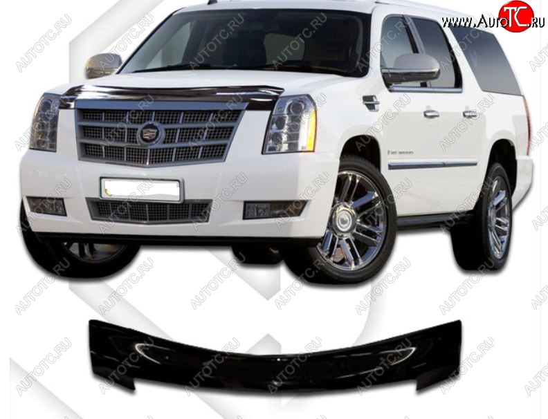 2 079 р. Дефлектор капота CA-Plastiс Cadillac Escalade GMT926 джип 5 дв. короткая база (2006-2014) (Classic черный, Без надписи)  с доставкой в г. Керчь