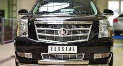 Защита переднего бампера (2 трубыØ76 мм, нержавейка) SLITKOFF Cadillac Escalade  GMT926 джип 5 дв. (2006-2014) короткая база