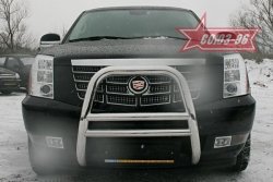 28 169 р. Защита переднего бампера Souz-96 (d76) Cadillac Escalade GMT926 джип 5 дв. короткая база (2006-2014)  с доставкой в г. Керчь. Увеличить фотографию 2