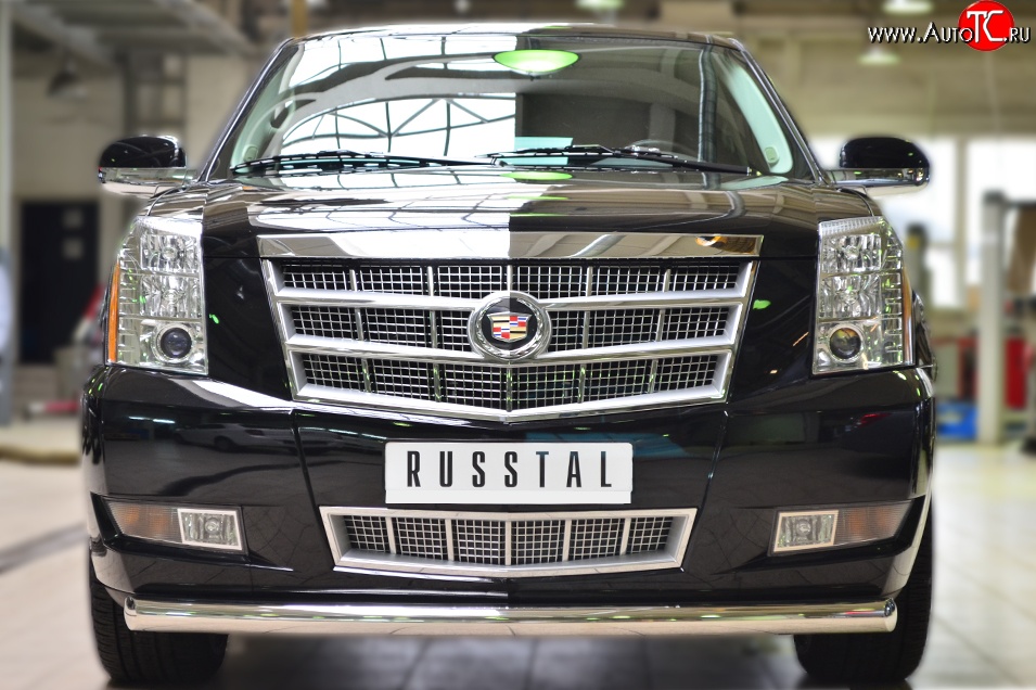 16 299 р. Одинарная защита переднего бампера диаметром 76 мм SLITKOFF  Cadillac Escalade  GMT926 джип 5 дв. (2006-2014) короткая база  с доставкой в г. Керчь
