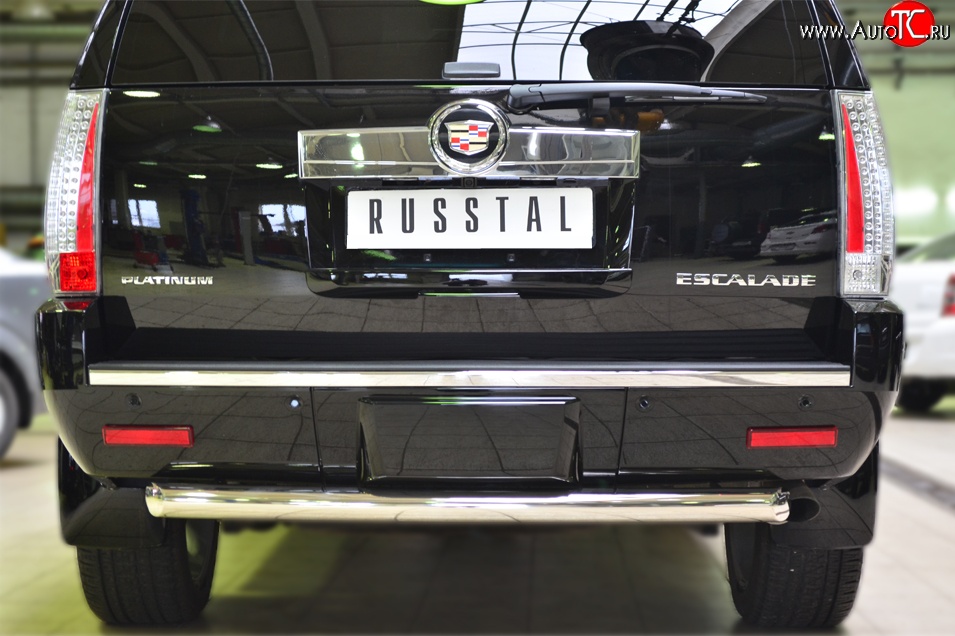 14 549 р. Защита заднего бампера (Ø76 мм, нержавейка) SLITKOFF  Cadillac Escalade  GMT926 джип 5 дв. (2006-2014) короткая база  с доставкой в г. Керчь