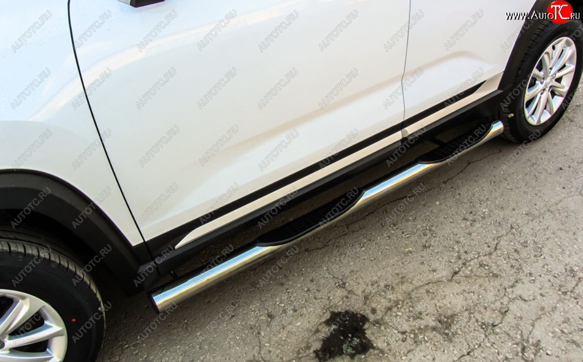 18 349 р. Защита порогов Slitkoff (d76 мм, с проступями)  Changan CS35 Plus (2018-2022) дорестайлинг (Нержавейка, Полированная)  с доставкой в г. Керчь