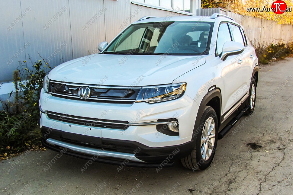 7 599 р. Защита переднего бампера Slitkoff (d42 мм)  Changan CS35 Plus (2018-2022) дорестайлинг (Сталь с полимерным покрытием. Цвет: чёрный)  с доставкой в г. Керчь