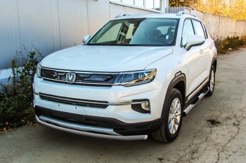 Защита переднего бампера Slitkoff (d42 мм) Changan CS35 Plus (2018-2022) дорестайлинг (Сталь с полимерным покрытием. Цвет: серебристый)