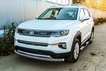 Защита переднего бампера Slitkoff (d57) Changan CS35 Plus (2018-2022) дорестайлинг (Сталь с полимерным покрытием. Цвет: серебристый)
