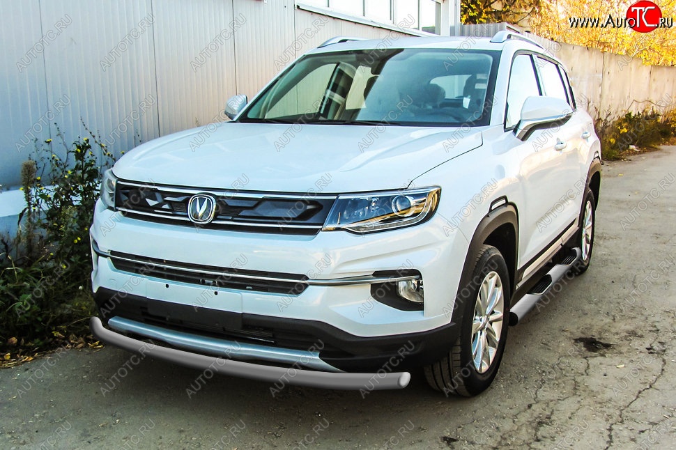 8 249 р. Защита переднего бампера Slitkoff (d57)  Changan CS35 Plus (2018-2022) дорестайлинг (Сталь с полимерным покрытием. Цвет: серебристый)  с доставкой в г. Керчь