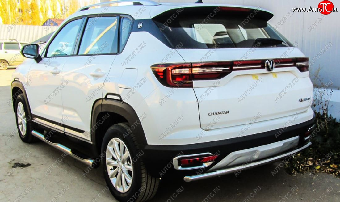 8 999 р. Защита заднего бампера Slitkoff (d42)  Changan CS35 Plus (2018-2022) дорестайлинг (Нержавейка, Полированная)  с доставкой в г. Керчь