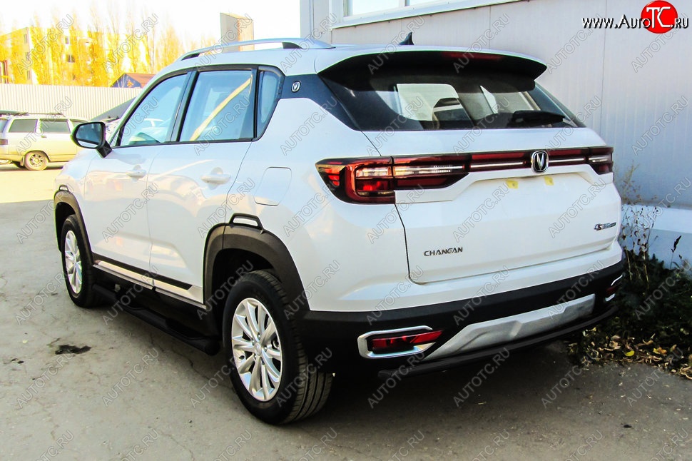 6 399 р. Защита заднего бампера Slitkoff (d42)  Changan CS35 Plus (2018-2022) дорестайлинг (Сталь с полимерным покрытием. Цвет: чёрный)  с доставкой в г. Керчь