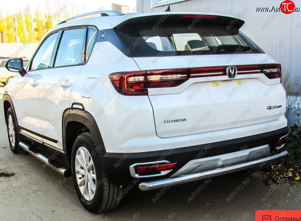 10 849 р. Защита заднего бампера Slitkoff (d57)  Changan CS35 Plus (2018-2022) дорестайлинг (Нержавейка, Полированная)  с доставкой в г. Керчь