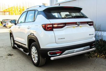 Защита заднего бампера Slitkoff (d57) Changan CS35 Plus (2018-2022) дорестайлинг (Сталь с полимерным покрытием. Цвет: серебристый)