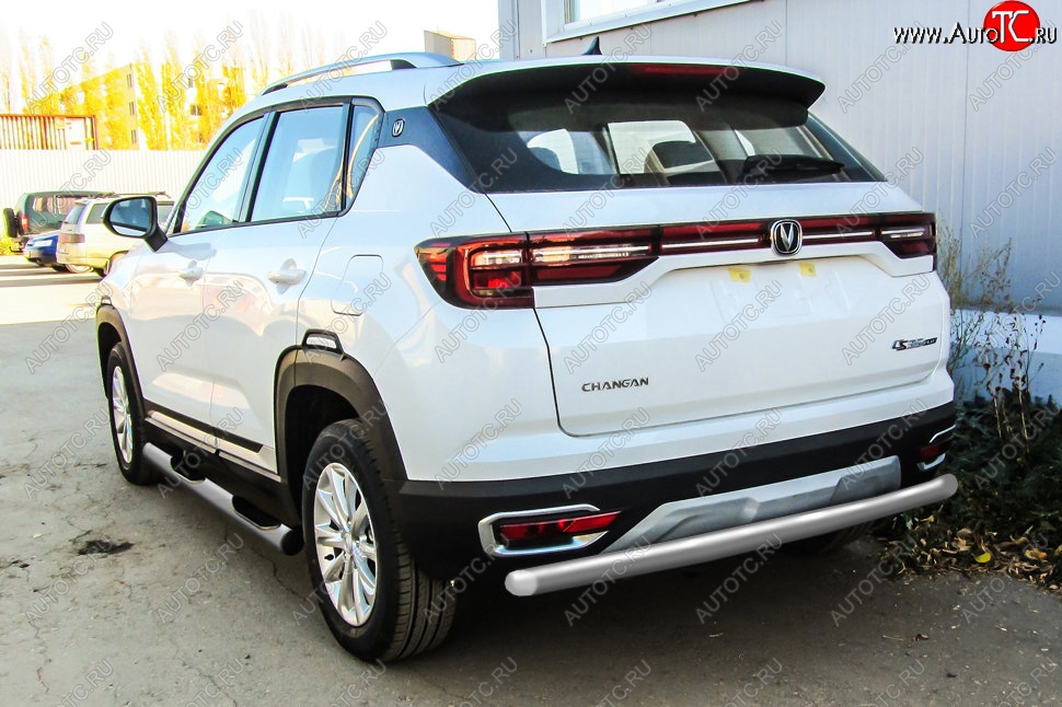 7 599 р. Защита заднего бампера Slitkoff (d57)  Changan CS35 Plus (2018-2022) дорестайлинг (Сталь с полимерным покрытием. Цвет: серебристый)  с доставкой в г. Керчь