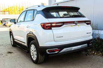 Защита заднего бампера Slitkoff (d57) Changan CS35 Plus (2018-2022) дорестайлинг (Сталь с полимерным покрытием. Цвет: чёрный)
