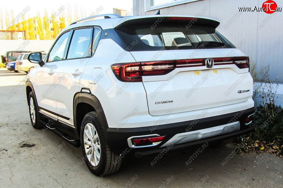7 599 р. Защита заднего бампера Slitkoff (d57)  Changan CS35 Plus (2018-2022) дорестайлинг (Сталь с полимерным покрытием. Цвет: чёрный)  с доставкой в г. Керчь
