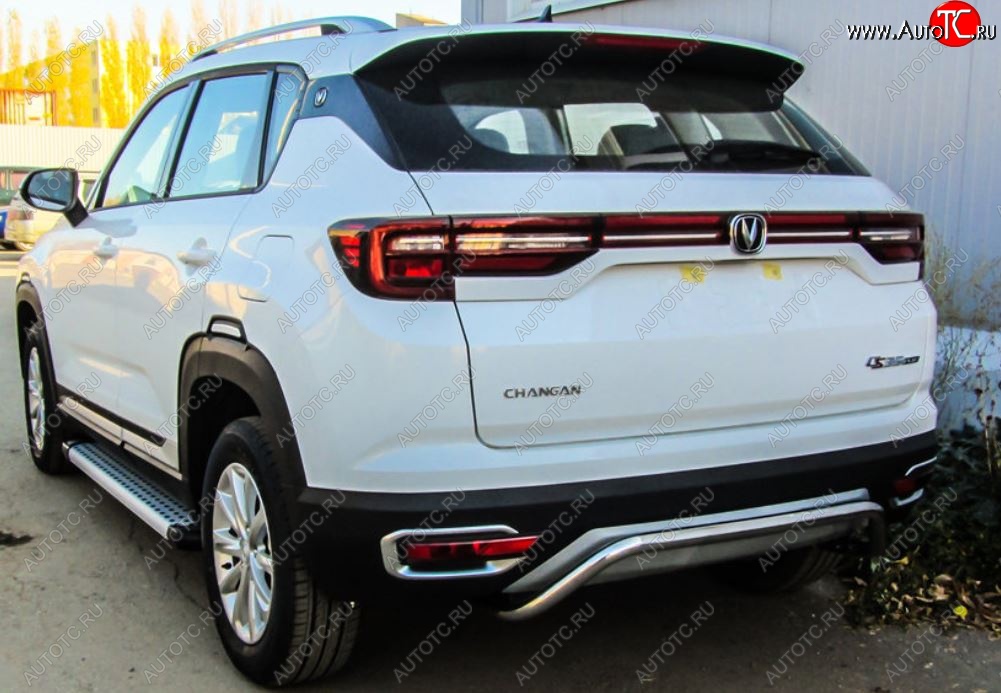10 849 р. Защита заднего бампера Slitkoff (скоба, d42)  Changan CS35 Plus (2018-2022) дорестайлинг (Нержавейка, Полированная)  с доставкой в г. Керчь