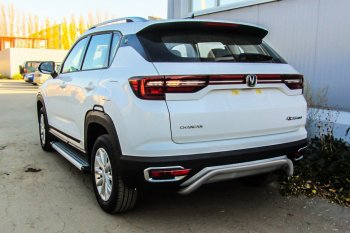 Защита заднего бампера Slitkoff (скоба, d42) Changan CS35 Plus (2018-2022) дорестайлинг (Сталь с полимерным покрытием. Цвет: серебристый)