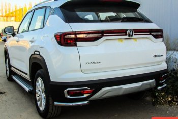 Защита заднего бампера Slitkoff (уголки из 1 трубы d42 мм) Changan CS35 Plus (2018-2022) дорестайлинг