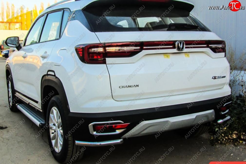 9 249 р. Защита заднего бампера Slitkoff (уголки из 1 трубы d42 мм)  Changan CS35 Plus (2018-2022) дорестайлинг (Нержавейка, Полированная)  с доставкой в г. Керчь