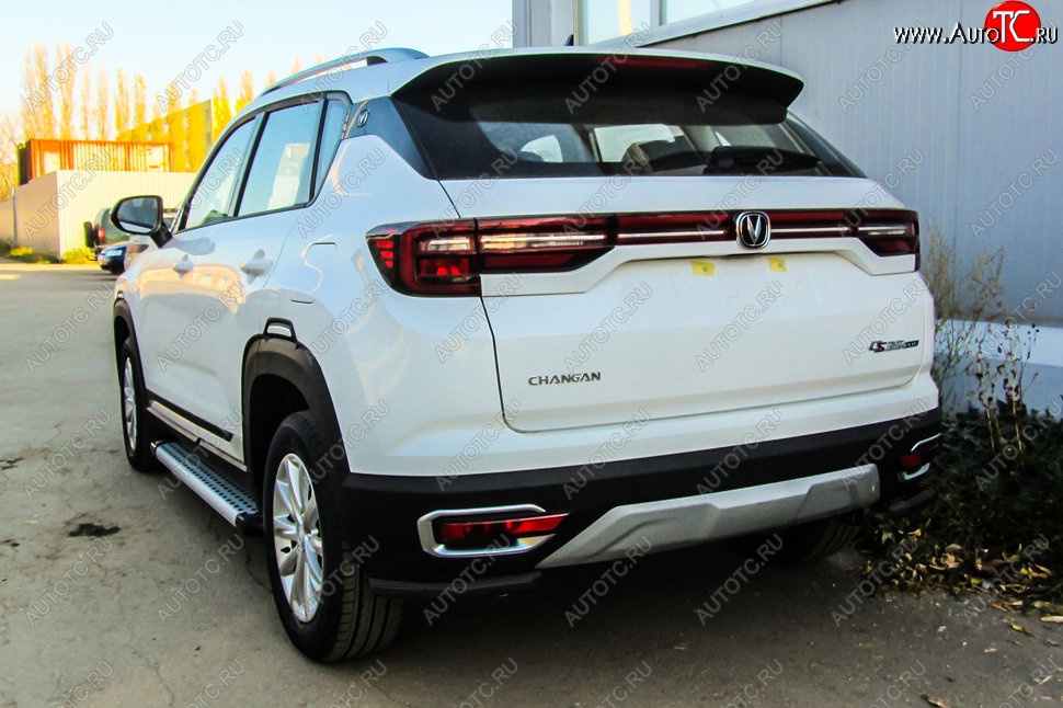 6 499 р. Защита заднего бампера Slitkoff (уголки из 1 трубы d42 мм) Changan CS35 Plus дорестайлинг (2018-2022) (Сталь с полимерным покрытием. Цвет: чёрный)  с доставкой в г. Керчь