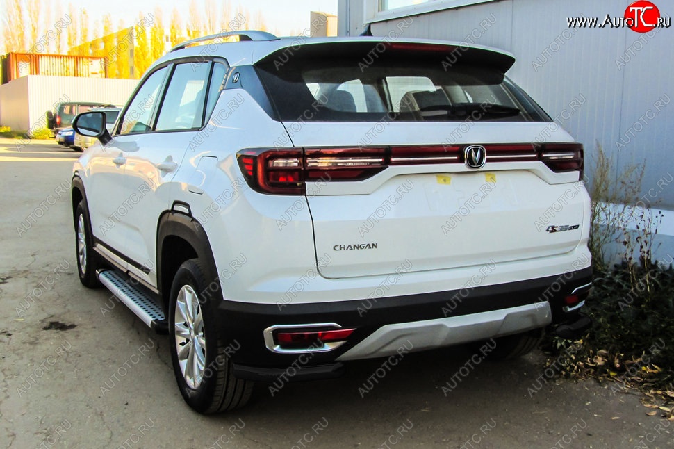 6 799 р. Защита заднего бампера Slitkoff (уголки из 1 трубы d57 мм) Changan CS35 Plus дорестайлинг (2018-2022) (Сталь с полимерным покрытием. Цвет: чёрный)  с доставкой в г. Керчь