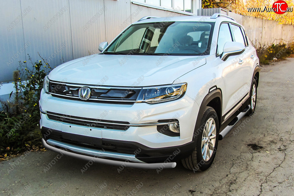 7 599 р. Защита переднего бампера Slitkoff (Ø 42 мм).  Changan CS35 Plus (2018-2022) дорестайлинг (Сталь окрашенная в цвет: серебристый)  с доставкой в г. Керчь