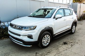 13 349 р. Пороги алюминиевые Slitkoff  Changan CS35 Plus (2018-2022) дорестайлинг (Optima Black )  с доставкой в г. Керчь. Увеличить фотографию 3