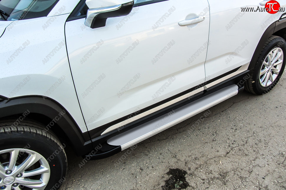 13 349 р. Пороги алюминиевые Slitkoff  Changan CS35 Plus (2018-2022) дорестайлинг (Optima Silver)  с доставкой в г. Керчь