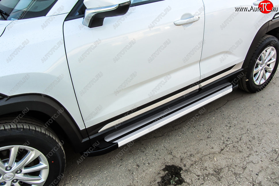 10 699 р. Пороги алюминиевые Slitkoff  Changan CS35 Plus (2018-2022) дорестайлинг (Luxe Silver)  с доставкой в г. Керчь