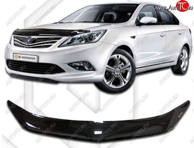 2 159 р. Дефлектор капота CA-Plastic  Changan Eado (2011-2018) седан (Classic черный, Без надписи)  с доставкой в г. Керчь
