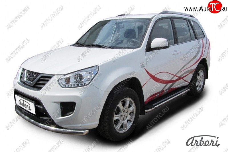 12 149 р. Порожки для ног Arbori Luxe Black Chery Tiggo T11 рестайлинг (2013-2016)  с доставкой в г. Керчь