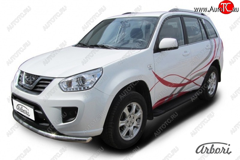 11 339 р. Порожки для ног Arbori Optima Black Chery Tiggo T11 рестайлинг (2013-2016)  с доставкой в г. Керчь