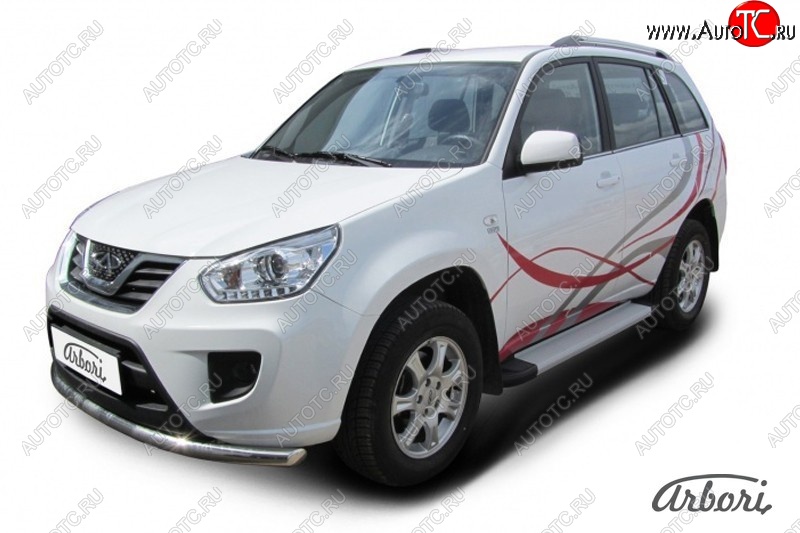 10 619 р. Порожки для ног Arbori Optima Silver Chery Tiggo T11 рестайлинг (2013-2016)  с доставкой в г. Керчь