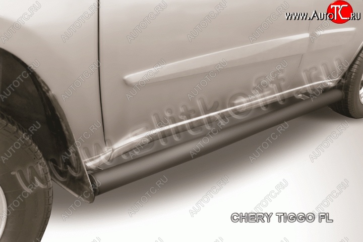 10 599 р. Защита порогов d76 труба Slitkoff  Chery Tiggo T11 (2013-2016) рестайлинг (Цвет: серебристый)  с доставкой в г. Керчь
