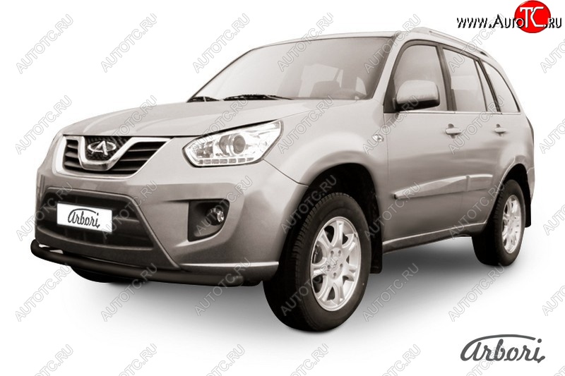8 459 р. Защита переднего бампера Arbori (черная, 1 труба d57 mm). Chery Tiggo T11 рестайлинг (2013-2016)  с доставкой в г. Керчь