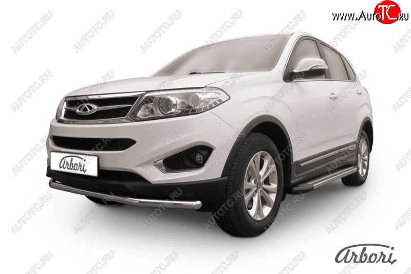 9 989 р. Защита переднего бампера Arbori (легированная сталь, 1 труба d57 mm). Chery Tiggo T11 рестайлинг (2013-2016)  с доставкой в г. Керчь