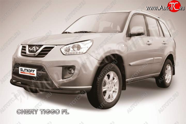 8 699 р. Защита переднего бампера из трубы d57 Slitkoff Chery Tiggo T11 рестайлинг (2013-2016) (Цвет: серебристый)  с доставкой в г. Керчь