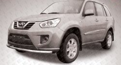 Одинарная защита переднего бампера из трубы диаметром 57 мм Slitkoff Chery Tiggo T11 (2013-2016) рестайлинг