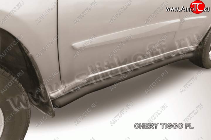 10 949 р. Защита порогов из труб d57 Slitkoff Chery Tiggo T11 рестайлинг (2013-2016) (Цвет: серебристый)  с доставкой в г. Керчь
