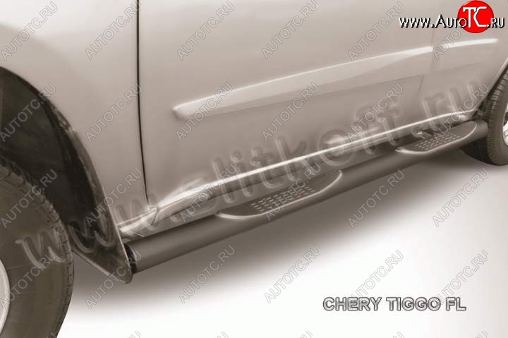 12 399 р. Защита порогов из труб d76 Slitkoff Chery Tiggo T11 рестайлинг (2013-2016) (Цвет: серебристый)  с доставкой в г. Керчь