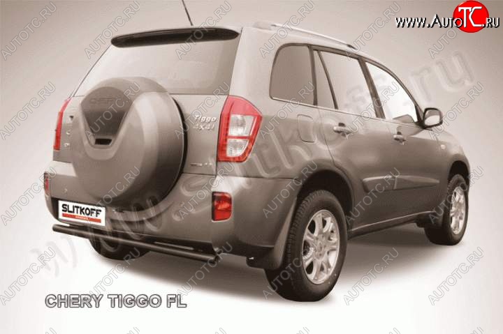 5 489 р. Защита заднего бампера из трубы d57 Slitkoff  Chery Tiggo T11 (2013-2016) рестайлинг (Цвет: серебристый)  с доставкой в г. Керчь