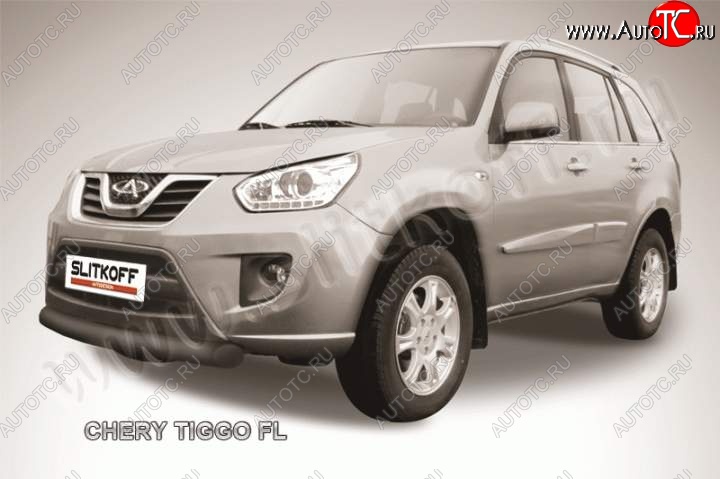 8 599 р. Защита переднего бампера из трубы d76 Slitkoff Chery Tiggo T11 рестайлинг (2013-2016) (Цвет: серебристый)  с доставкой в г. Керчь
