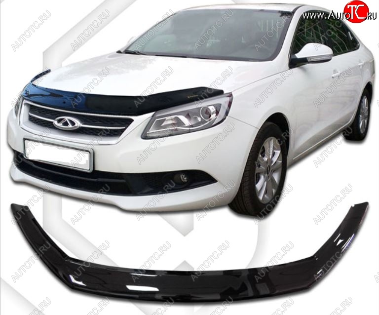 1 999 р. Дефлектор капота CA-Plastic  Chery Arrizo 7 (2014-2016) дорестайлинг (серия Classic черный, Без надписи)  с доставкой в г. Керчь