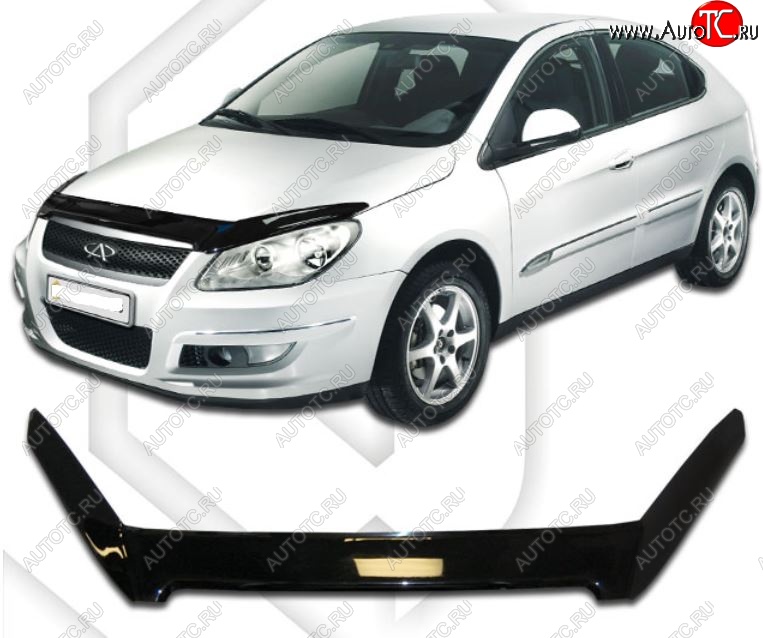 2 159 р. Дефлектор капота CA-Plastic Chery M11 A3 хэтчбэк (2008-2017) (Classic черный, Без надписи)  с доставкой в г. Керчь
