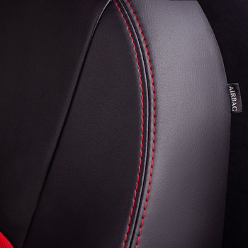 9 449 р. Чехлы для сидений Lord Autofashion Турин (экокожа, спинка 60/40, 3 Г-образных подголовника)  Chery Tiggo 2 - Tiggo 3x (Чёрный, вставка красная)  с доставкой в г. Керчь. Увеличить фотографию 5