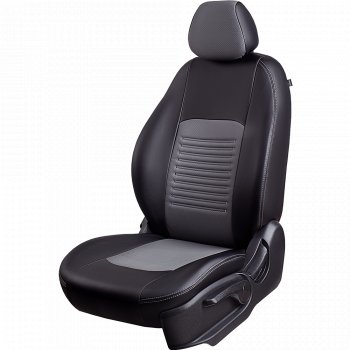 Чехлы для сидений Lord Autofashion Турин (экокожа, экокожа, 3X, спинка 60/40, 3 Г-образных подголовника) Chery Tiggo 2 (2017-2025) (Черный, вставка серая)