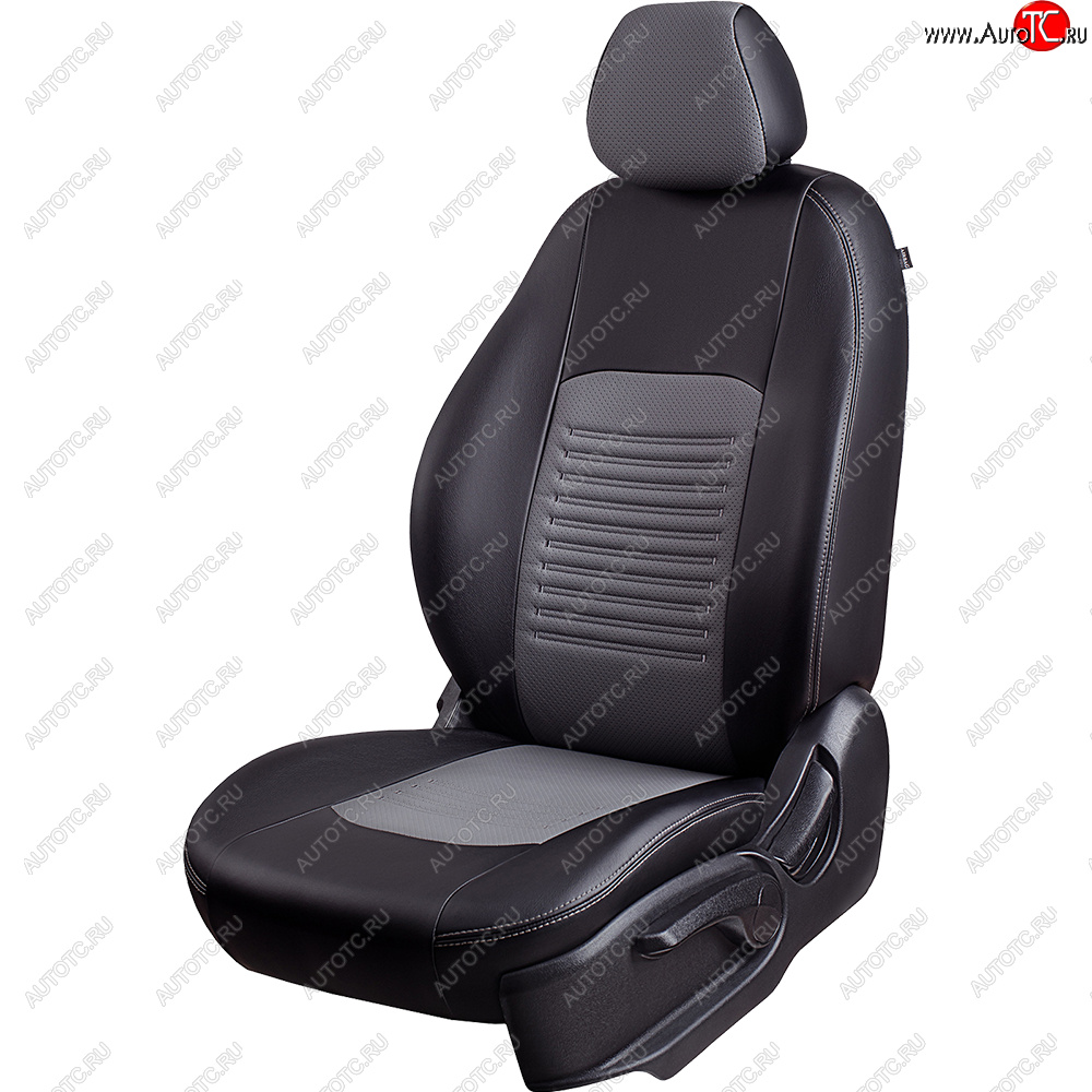 9 449 р. Чехлы для сидений Lord Autofashion Турин (экокожа, экокожа, 3X, спинка 60/40, 3 Г-образных подголовника) Chery Tiggo 2 (2017-2025) (Черный, вставка серая)  с доставкой в г. Керчь